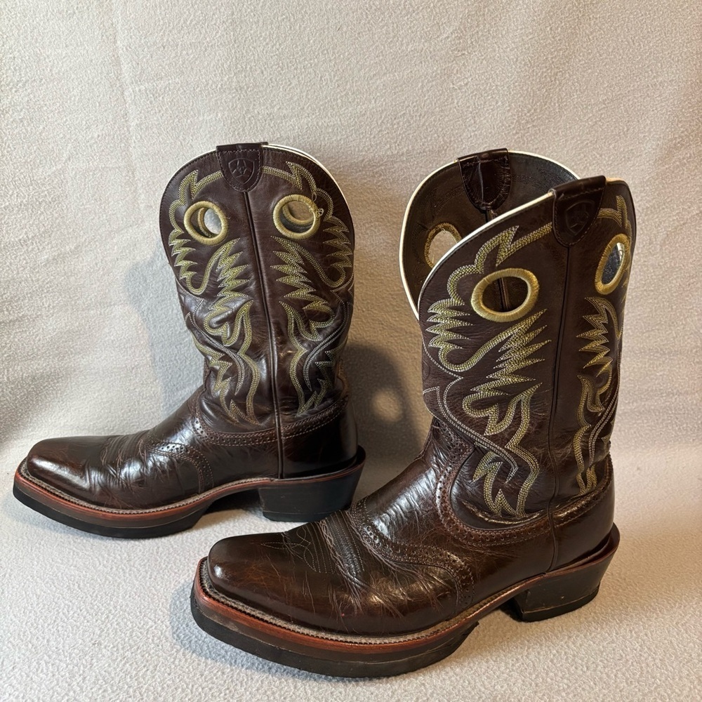 Ariat buckaroo men’s leather platform western cowboy brown boots sz 12D 10007850 - Picture 2 of 10